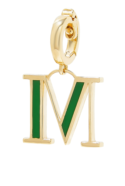 English Letter M Charm, 18k Yellow Gold